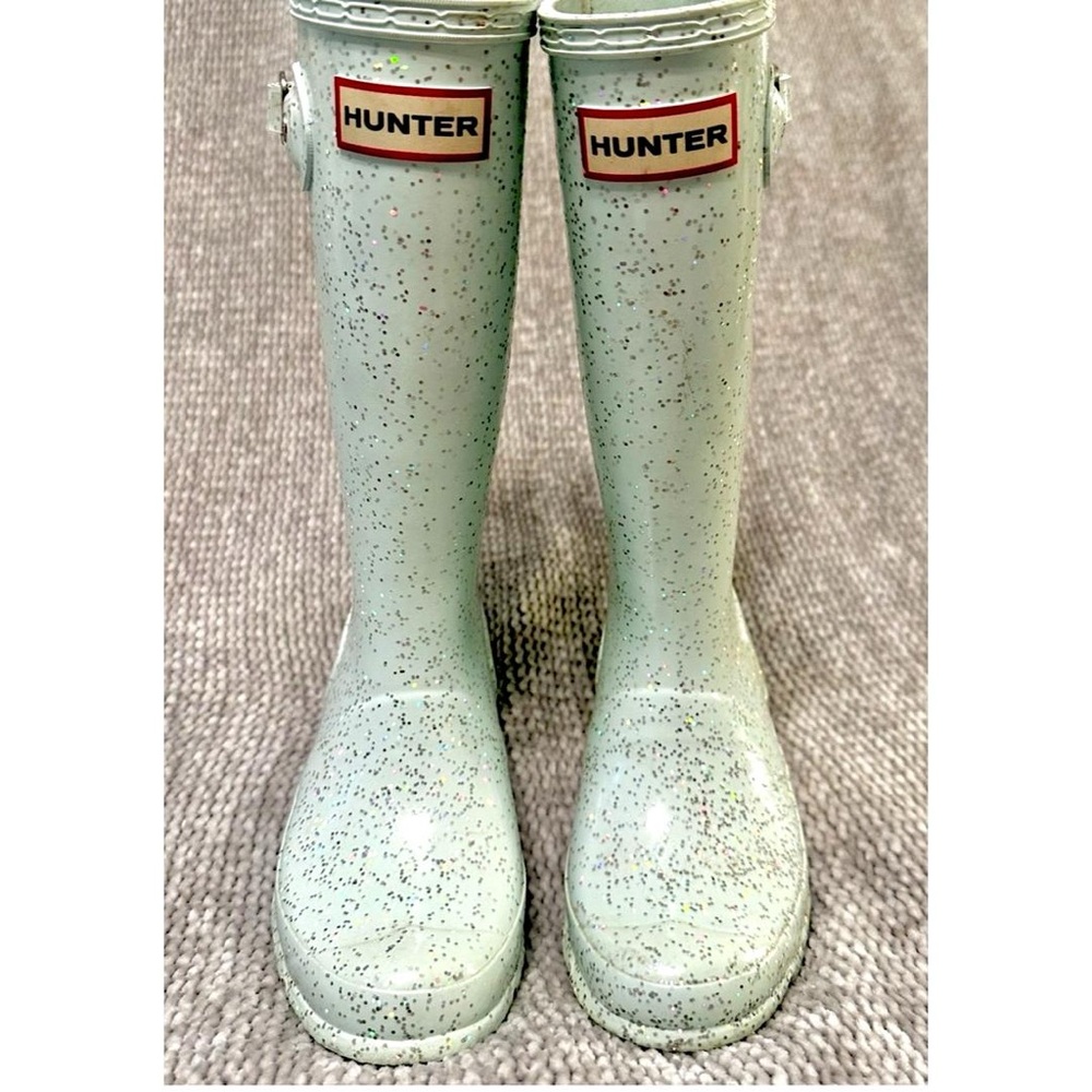 Big Kids Original Giant Glitter Rain Boots -Mint Green Sz 1